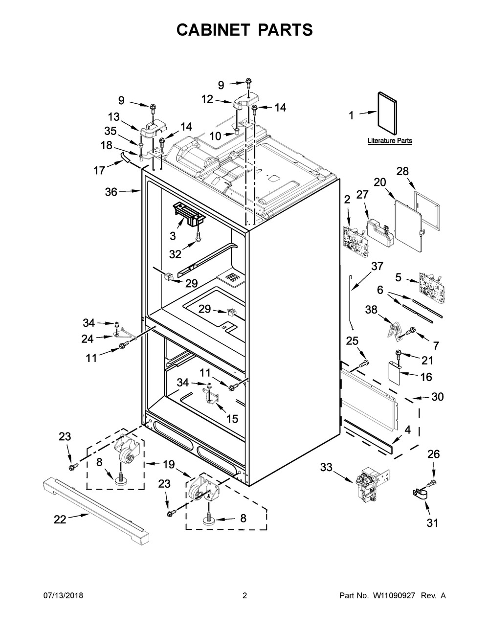 Cabinet Parts Diagram and Parts List for MFT2776FEZ01  Maytag Refrigerator