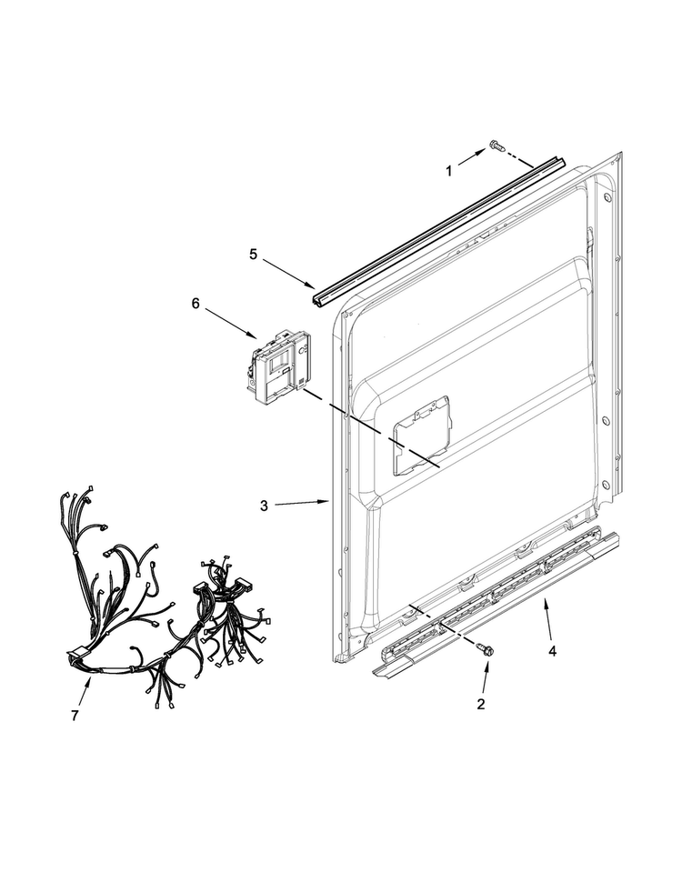 Inner Door Parts Diagram and Parts List for JDB9200CWP2  Jenn-Air Dishwasher