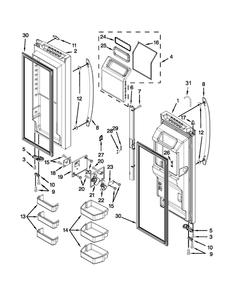 Refrigerator Door Parts Diagram and Parts List for MFT2672AEW12  Maytag Refrigerator