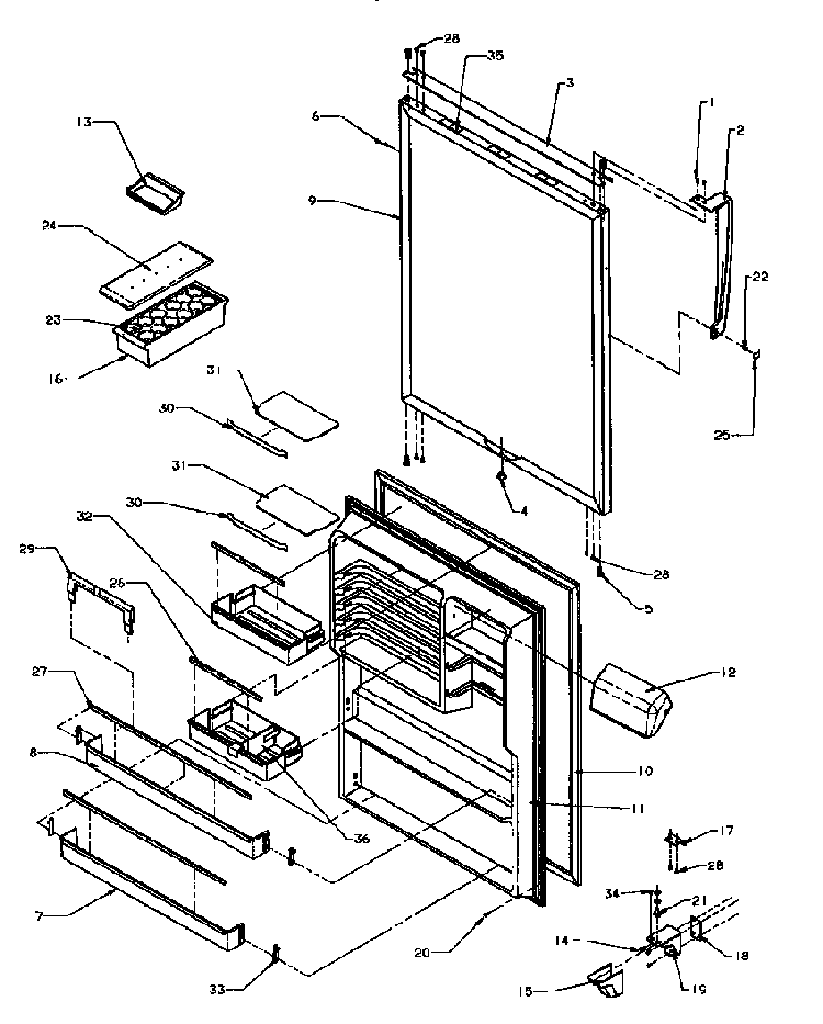 Refrigerator Door Diagram and Parts List for TSI18A5W-P1188201WW  Amana Refrigerator