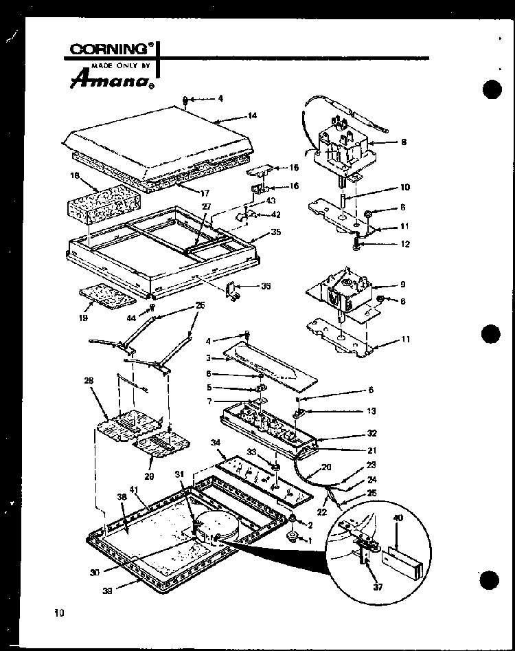 Section 4 Diagram and Parts List for AKC-2B P85123-2S Amana Cooktop