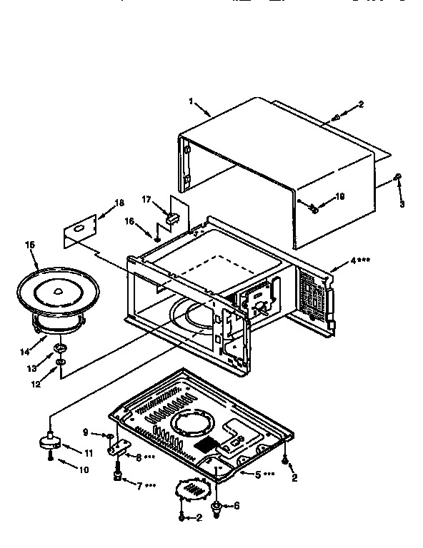 Cabinet Diagram and Parts List for 56566101690  Kenmore Microwave