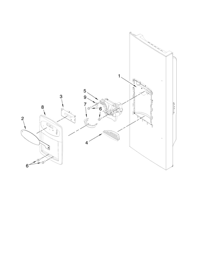 Dispenser Front Parts Diagram and Parts List for MFI2067AES7  Maytag Refrigerator