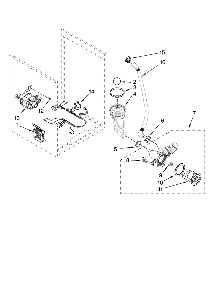 Pump And Motor Parts, Optional Parts Diagram and Parts List for MHWE300VW10  Maytag Washer