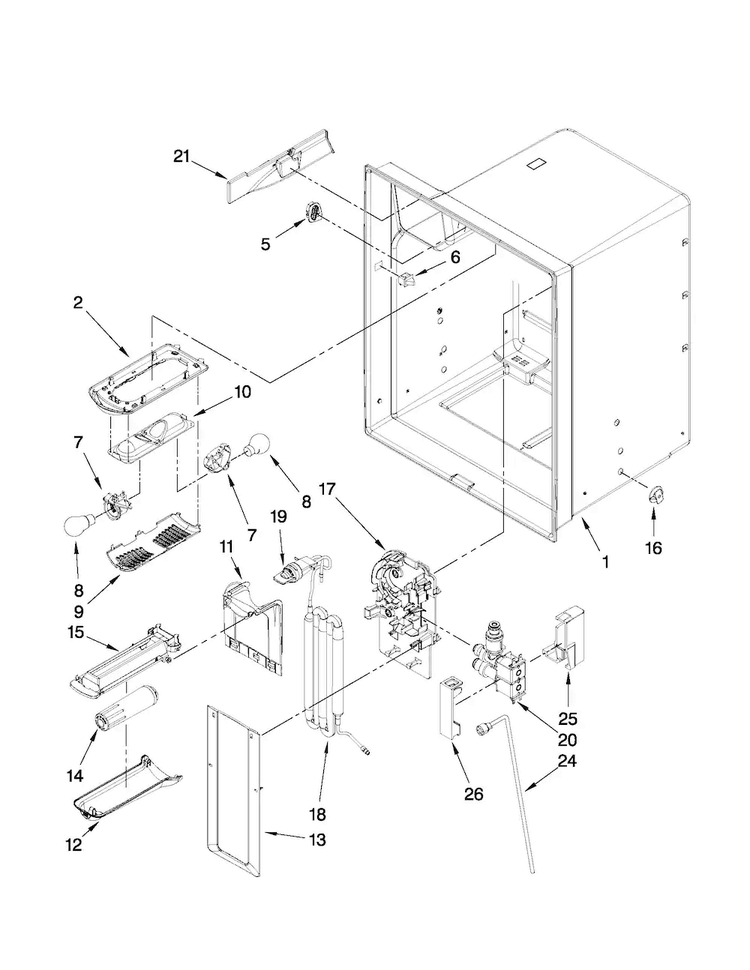 Refrigerator Liner Parts Diagram and Parts List for MFI2665XEW1  Maytag Refrigerator