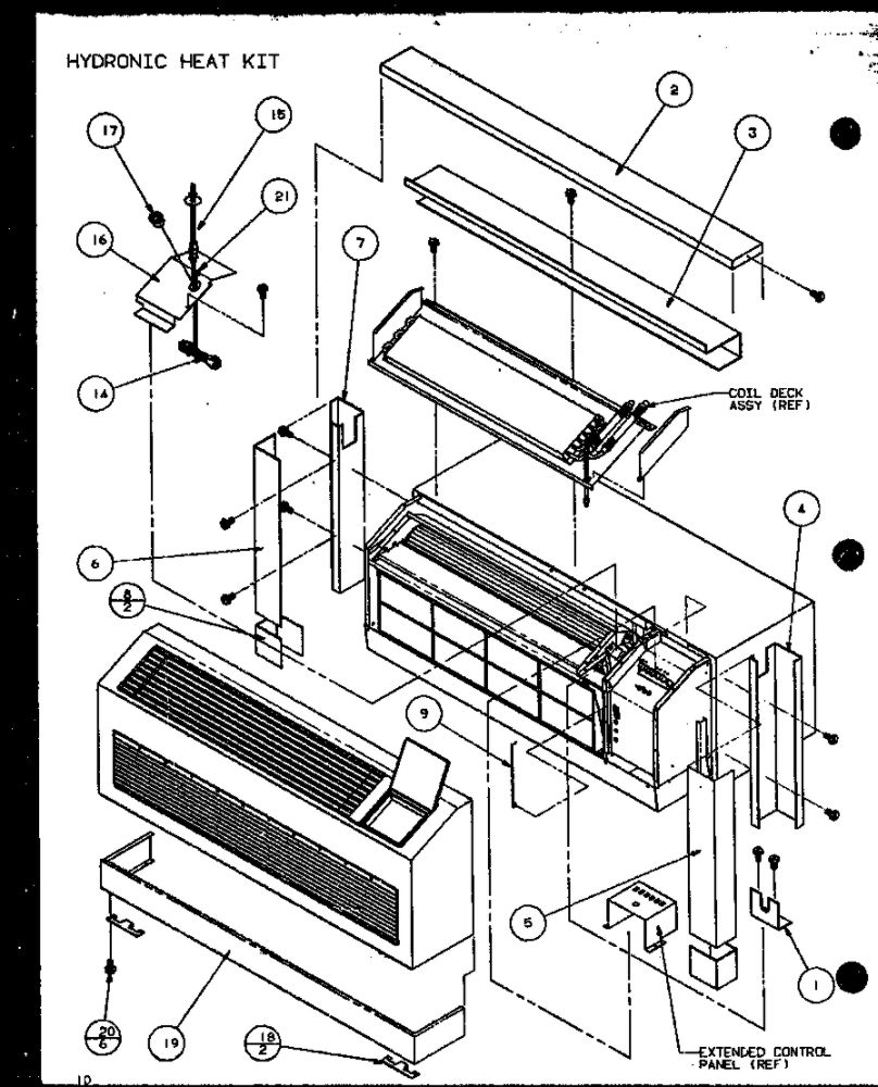 Hydronic Heat Kit Diagram and Parts List for CBK320B1 P6476302R Amana Air Conditioner