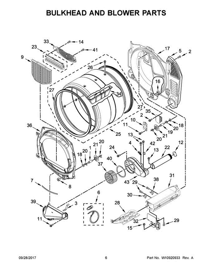 04 - Bulkhead And Blower Parts Diagram and Parts List for MLE22PRAYW0  Maytag Washer Dryer Combo