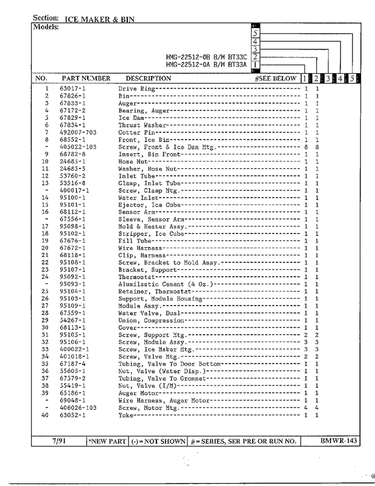 Ice Maker And Bin Page 2 Diagram and Parts List for 22512-0B  Admiral Refrigerator