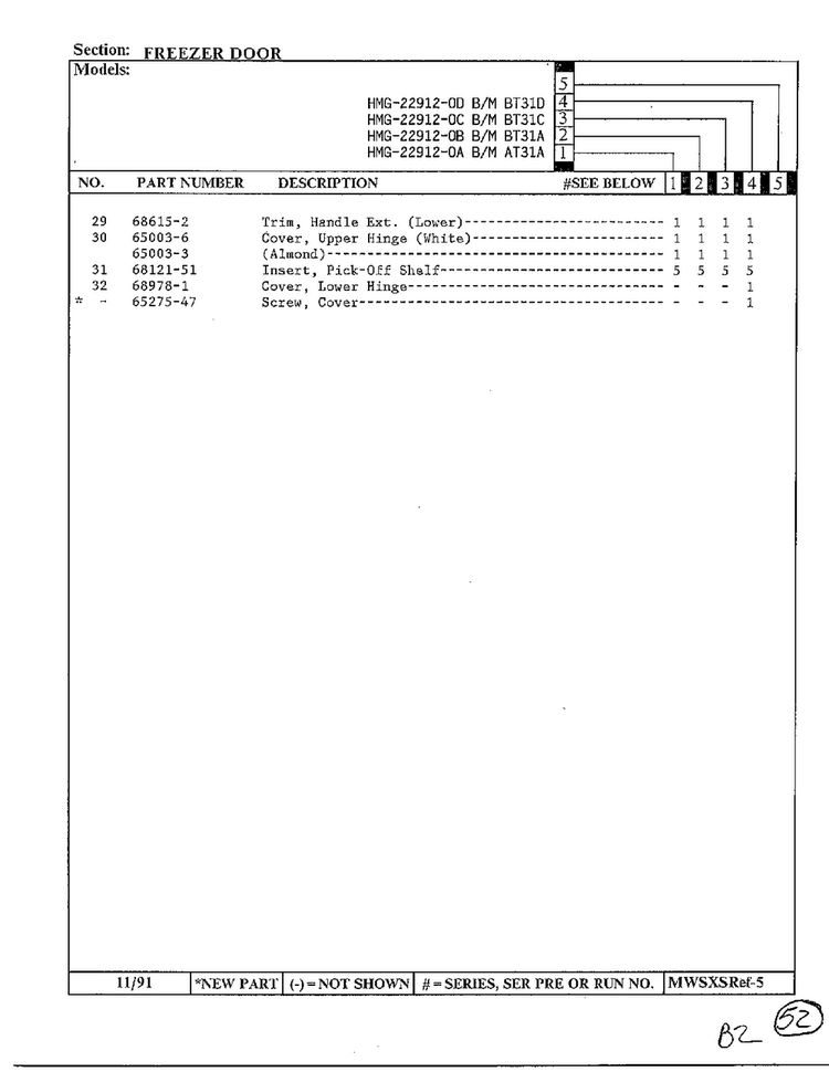 Freezer Door Page 3 Diagram and Parts List for HMG-22912-0C  Admiral Refrigerator