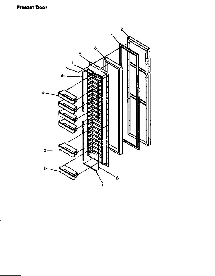Freezer Door Diagram and Parts List for SX25S-P1198902WL  Amana Refrigerator