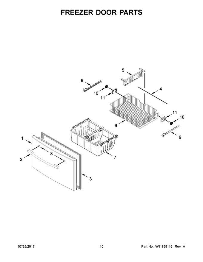 06 - Freezer Door Parts Diagram and Parts List for AFI2539ERM03  Amana Refrigerator