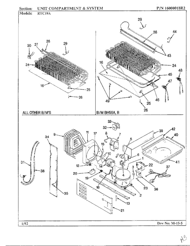 Unit Compartment And System Diagram and Parts List for 19694  Maytag Refrigerator