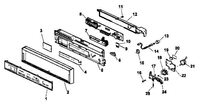 Control Panel Diagram and Parts List for ADU7500CB P1188306W Amana Dishwasher