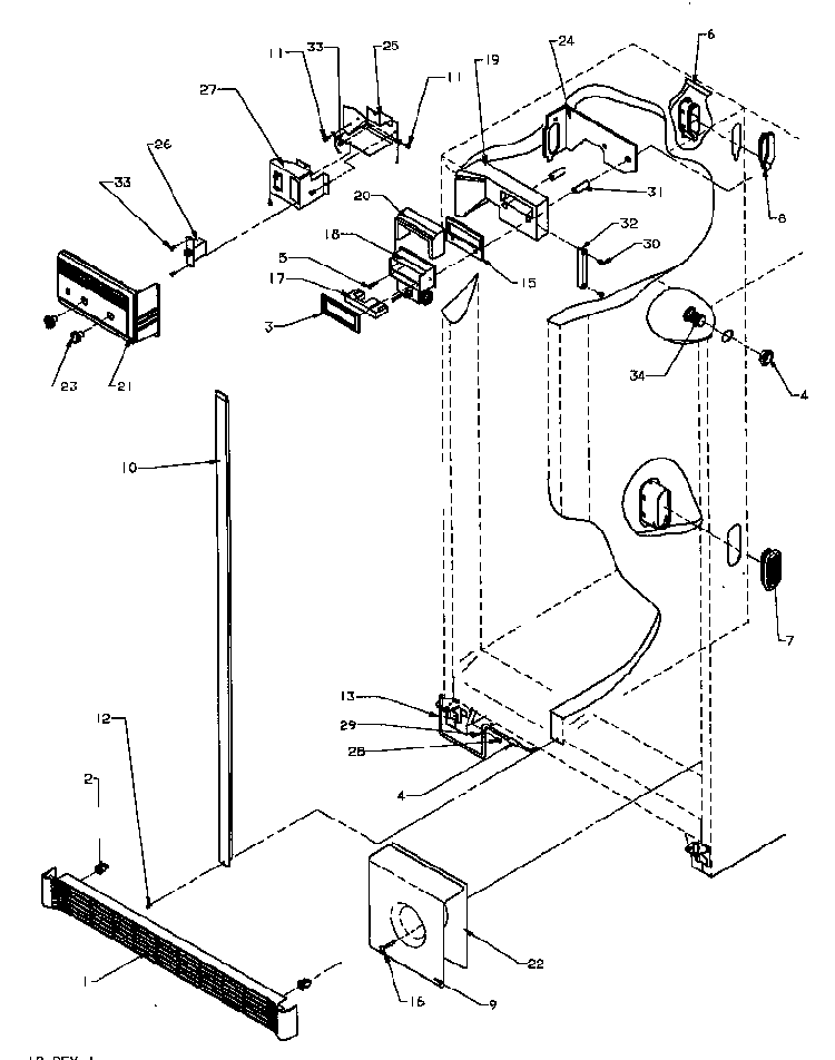 Ref & Fz Controls & Cabinet Parts Diagram and Parts List for SQD25N2L-P1181317WL  Amana Refrigerator