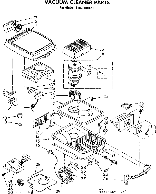 Base Assembly Diagram and Parts List for 1162399181  Kenmore Canister Vacuum