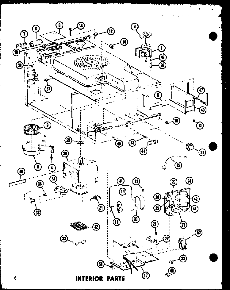 Interior Parts Diagram and Parts List for ML-3 P72909-3M Amana Microwave