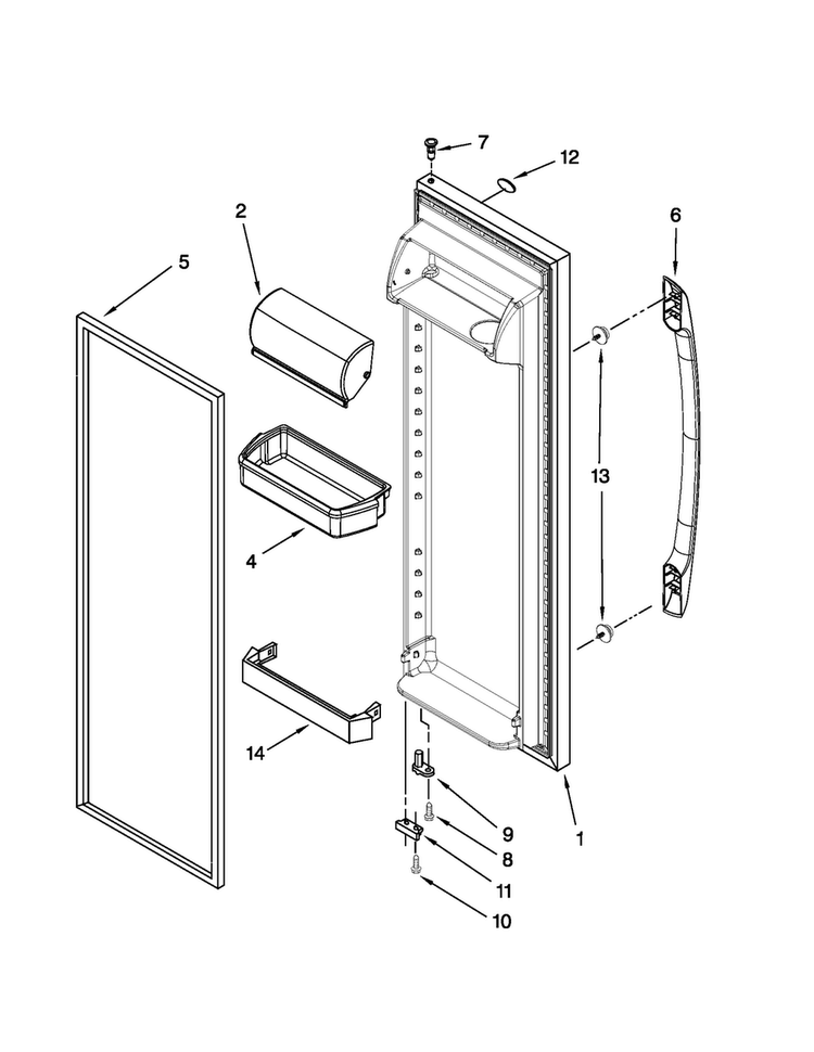 Refrigerator Door Parts Diagram and Parts List for ASD2522WRD04  Amana Refrigerator