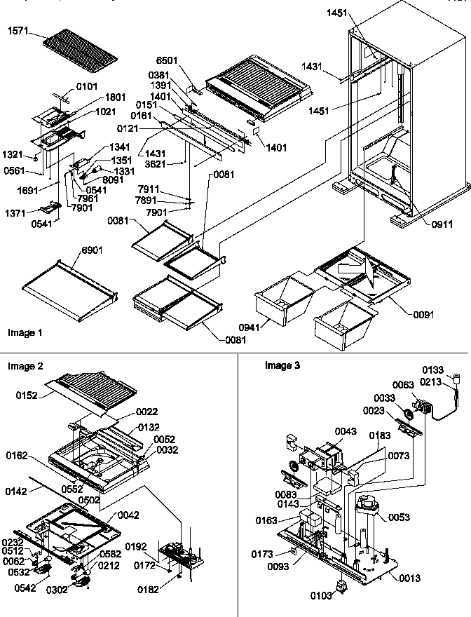 Interior Cabinet And Drain Block Assembly Diagram and Parts List for TR518ITWL-P1183708WL  Amana Refrigerator