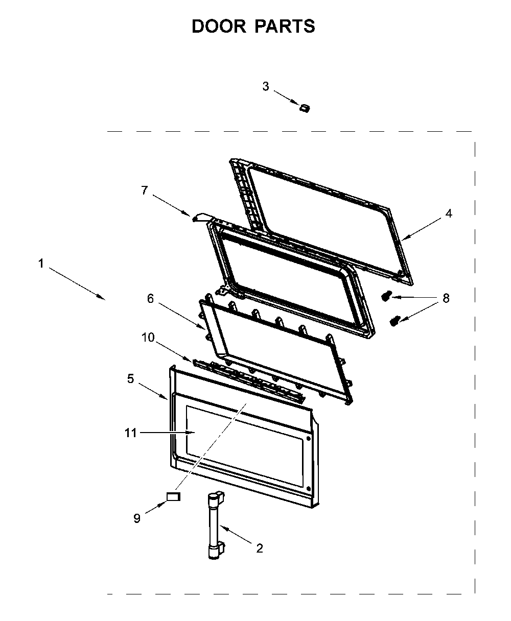Door parts Diagram and Parts List for MMV4206FB6  Maytag Microwave