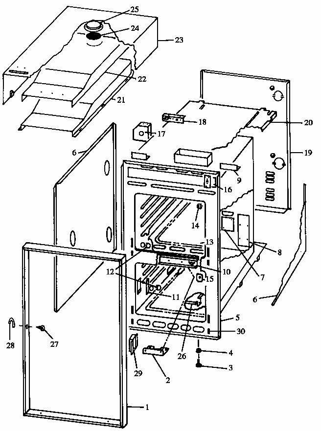 Main Body Diagram and Parts List for RWS214UD P1132442ND Caloric Wall Oven