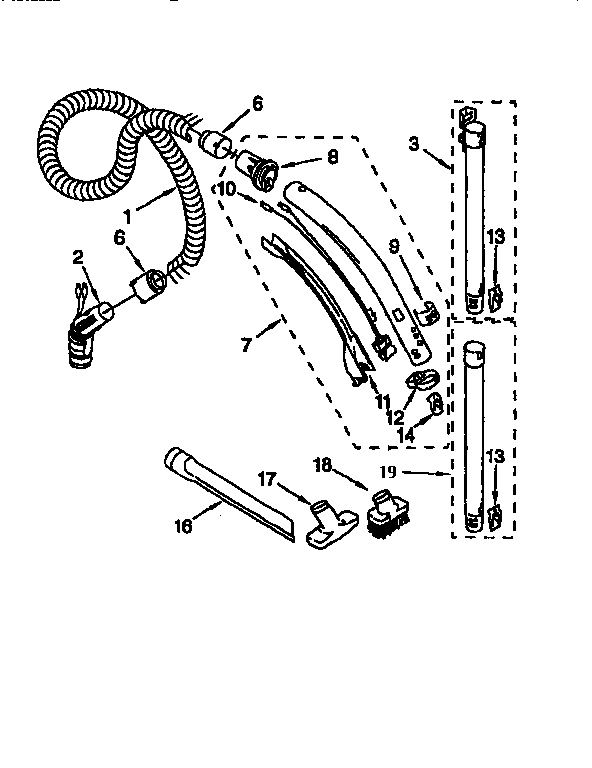 Hose And Attachment Diagram and Parts List for 1162541090  Kenmore Canister Vacuum