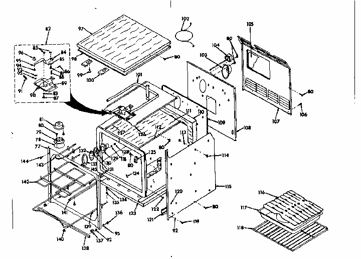 Body Section Diagram and Parts List for 8504237792  Kenmore Range