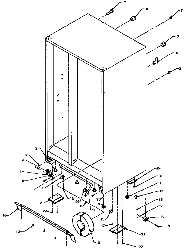 Cabinet Hardware Parts Diagram and Parts List for SXD25N-P1162419W  Amana Refrigerator