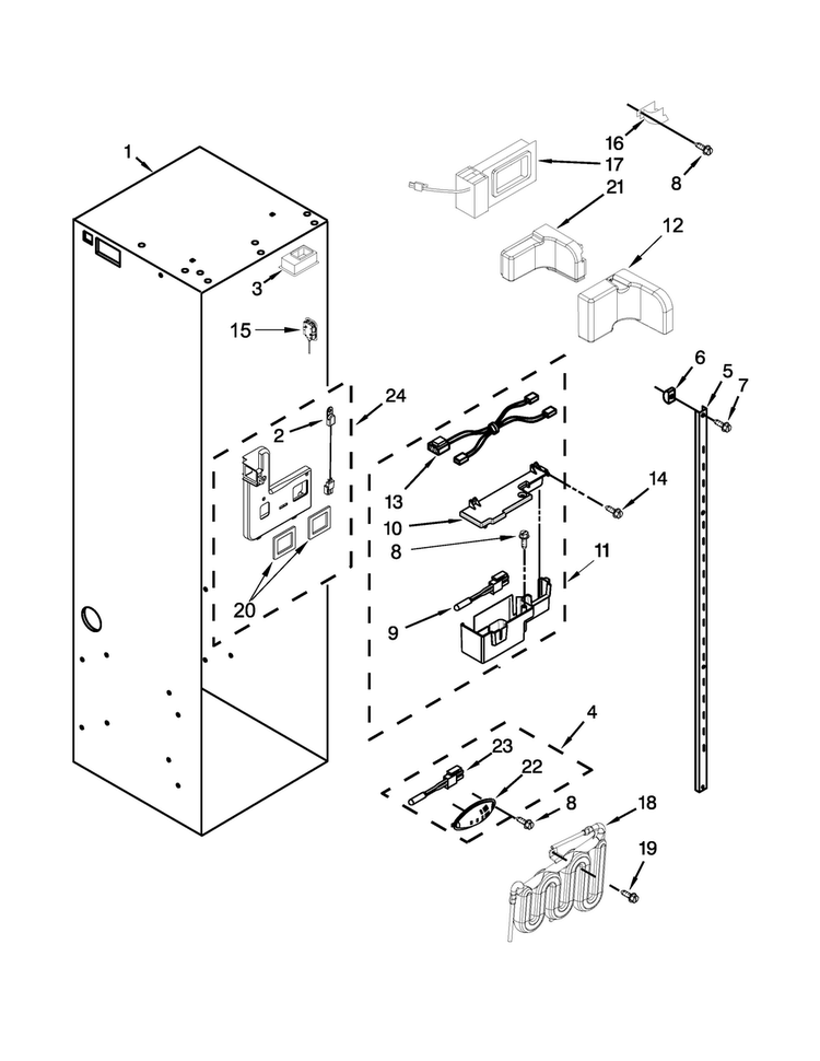 Refrigerator Liner Parts Diagram and Parts List for JS48PPDUDE00  Jenn-Air Refrigerator