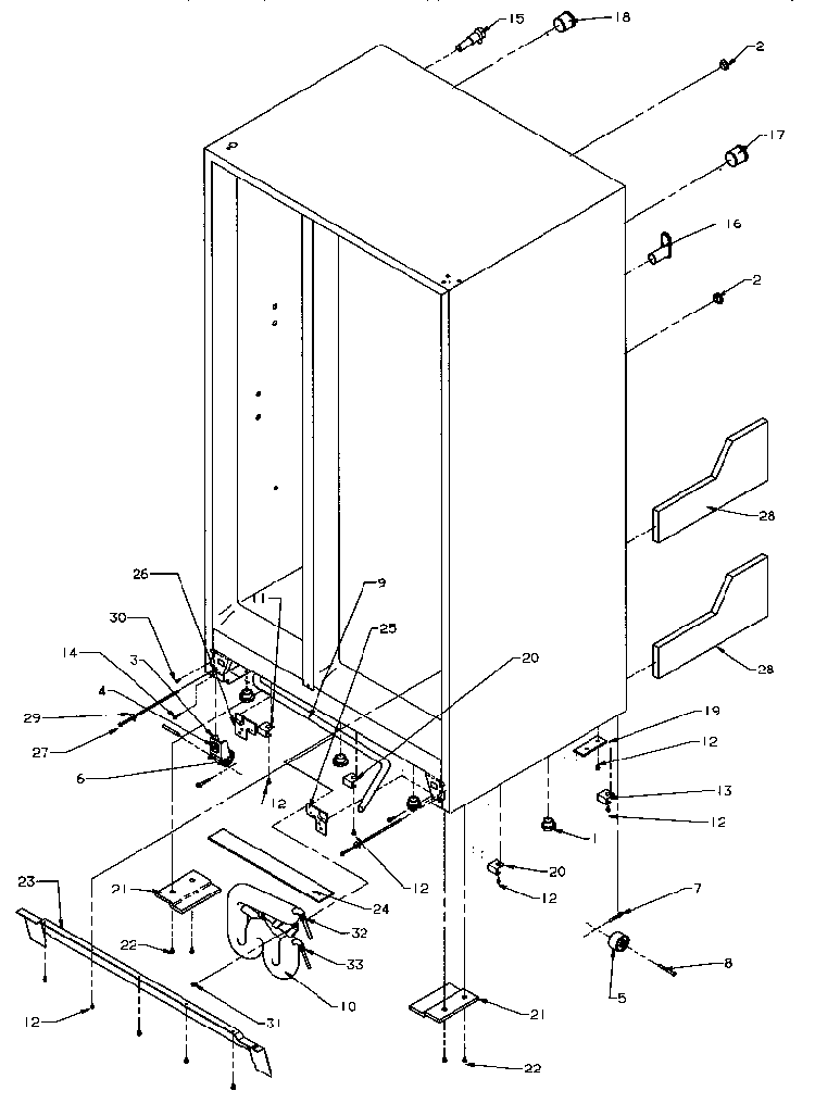 Drain System & Rollers Diagram and Parts List for SRD20S4W-P1190801WW  Amana Refrigerator