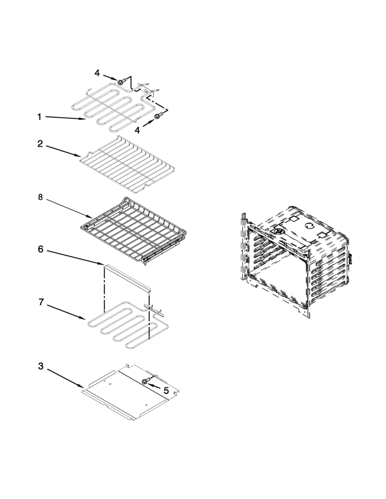 Internal Oven Parts Diagram and Parts List for MEW7527DB01  Maytag Wall Oven