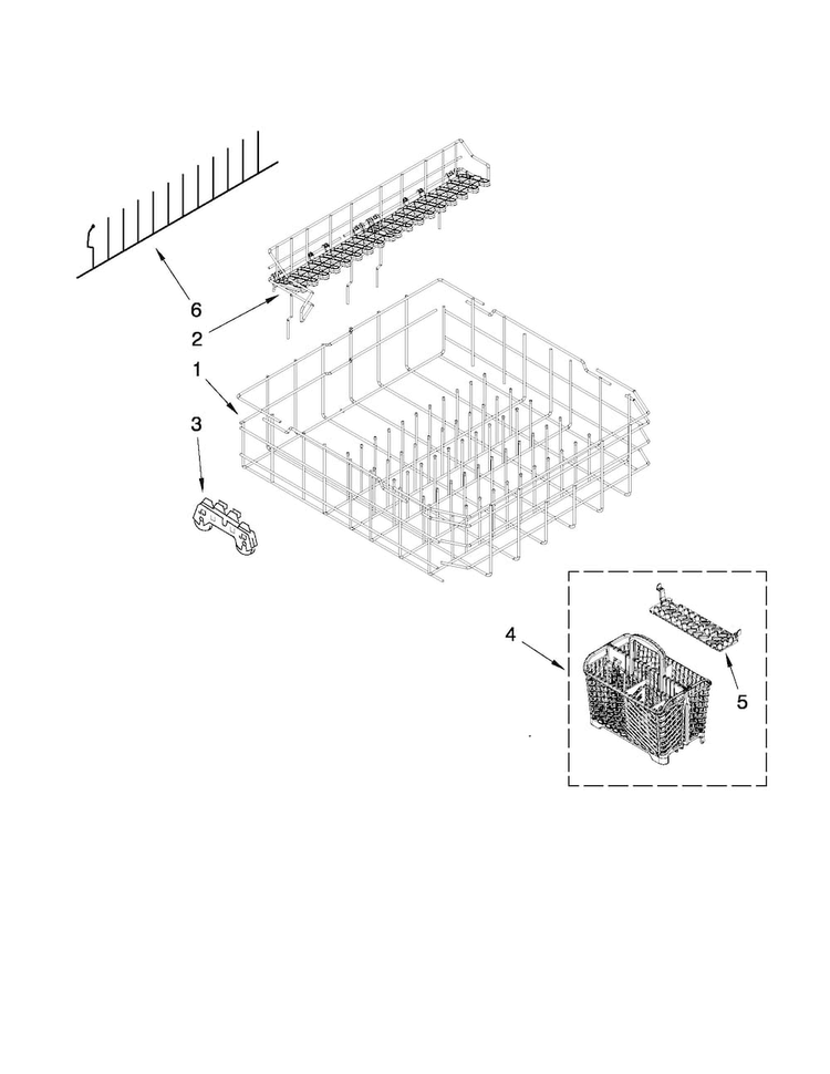 Lower Rack Parts Diagram and Parts List for MDB8959AWB1  Maytag Dishwasher