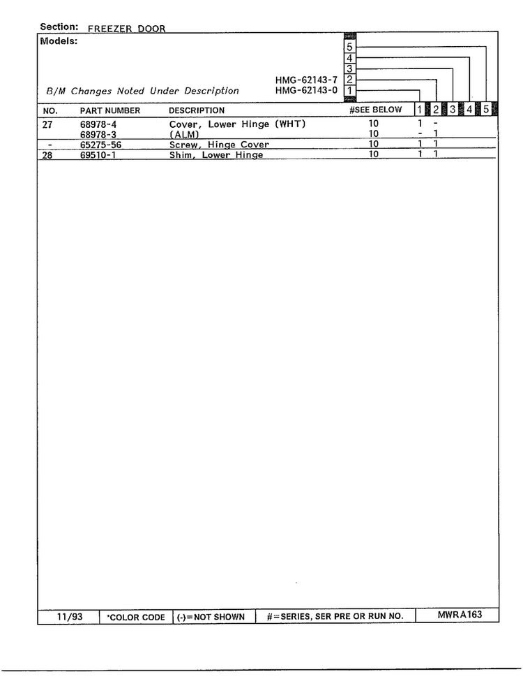 Freezer Door Page 3 Diagram and Parts List for 62143-0A  Admiral Refrigerator