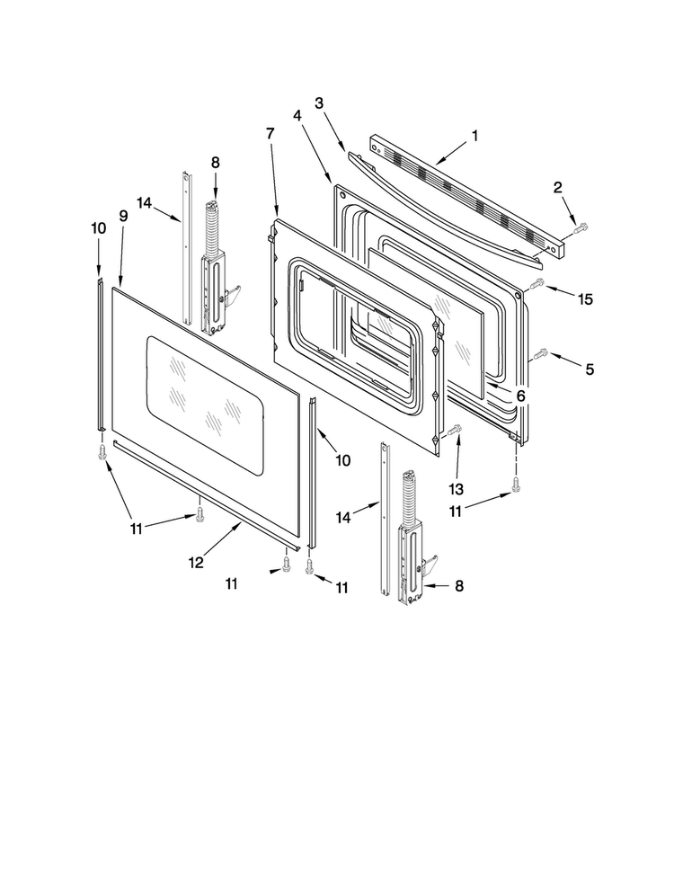 Door Parts Diagram and Parts List for AER5823XCB0  Amana Range