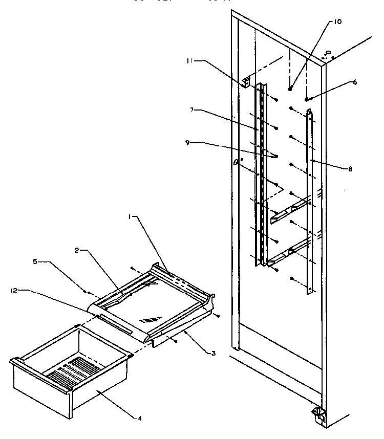 Refrigerator Shelving And Drawers Diagram and Parts List for SS21SL-P1193801WL  Amana Refrigerator