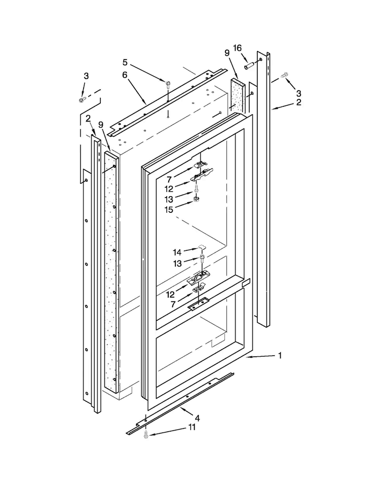 Cabinet And Breaker Trim Parts Diagram and Parts List for JF42NXFXDW05  Jenn-Air Refrigerator