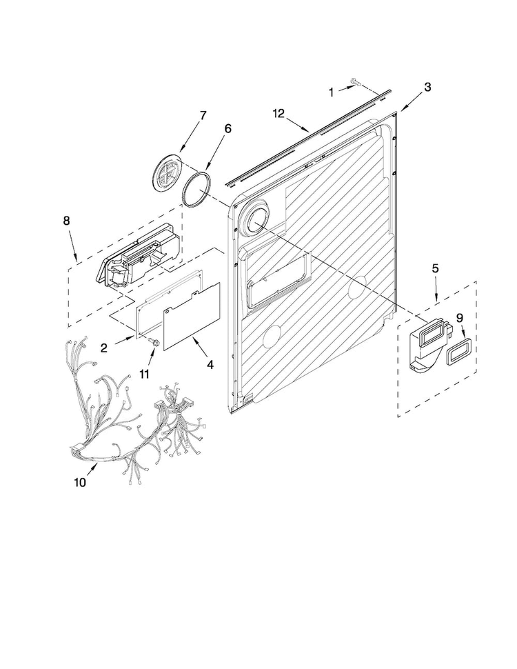 Inner Door Parts Diagram and Parts List for MDB6769PAB1  Maytag Dishwasher