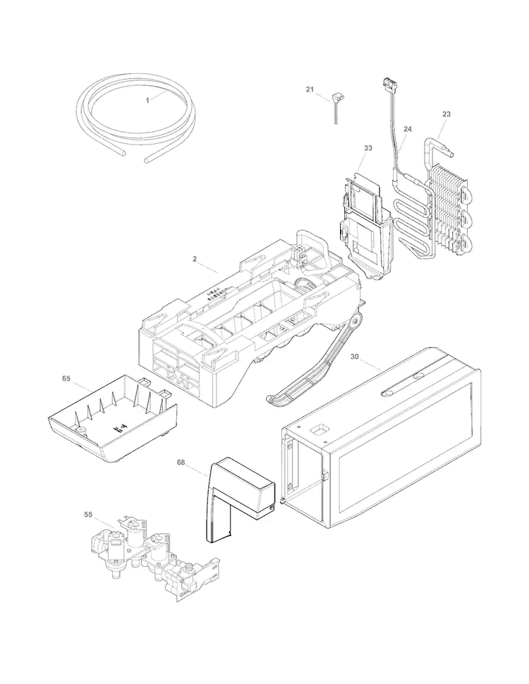 Ice Maker Diagram and Parts List for CFD28WIB9  Crosley Refrigerator