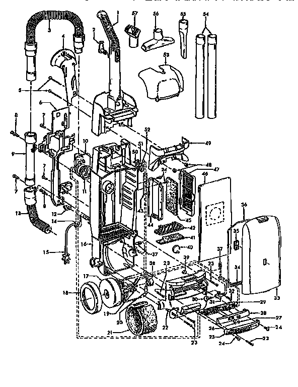 Unit Parts Diagram and Parts List for U5445-900  Hoover Upright Vacuum