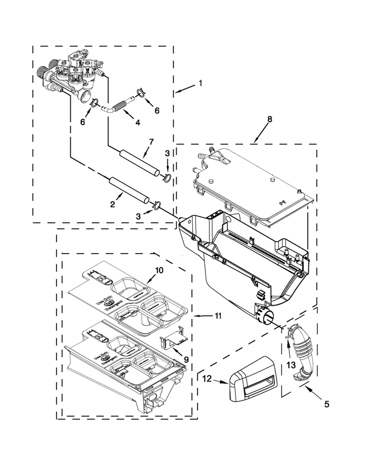 Dispenser Parts Diagram and Parts List for MHW4200BG1  Maytag Washer