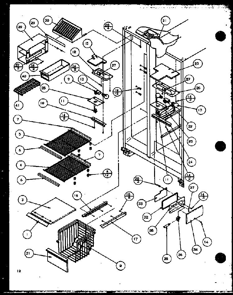 Freezer Shelving And Refrigerator Light Diagram and Parts List for SZI20ML-P1120101WL  Amana Refrigerator