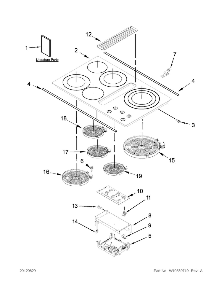 Cooktop Parts Diagram and Parts List for JED4536WR02  Jenn-Air Cooktop