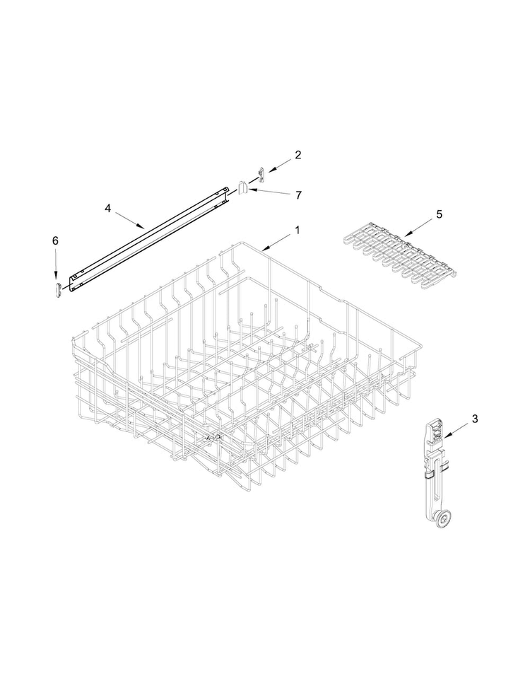 Upper Rack And Track Parts Diagram and Parts List for MDB7749SBM3  Maytag Dishwasher