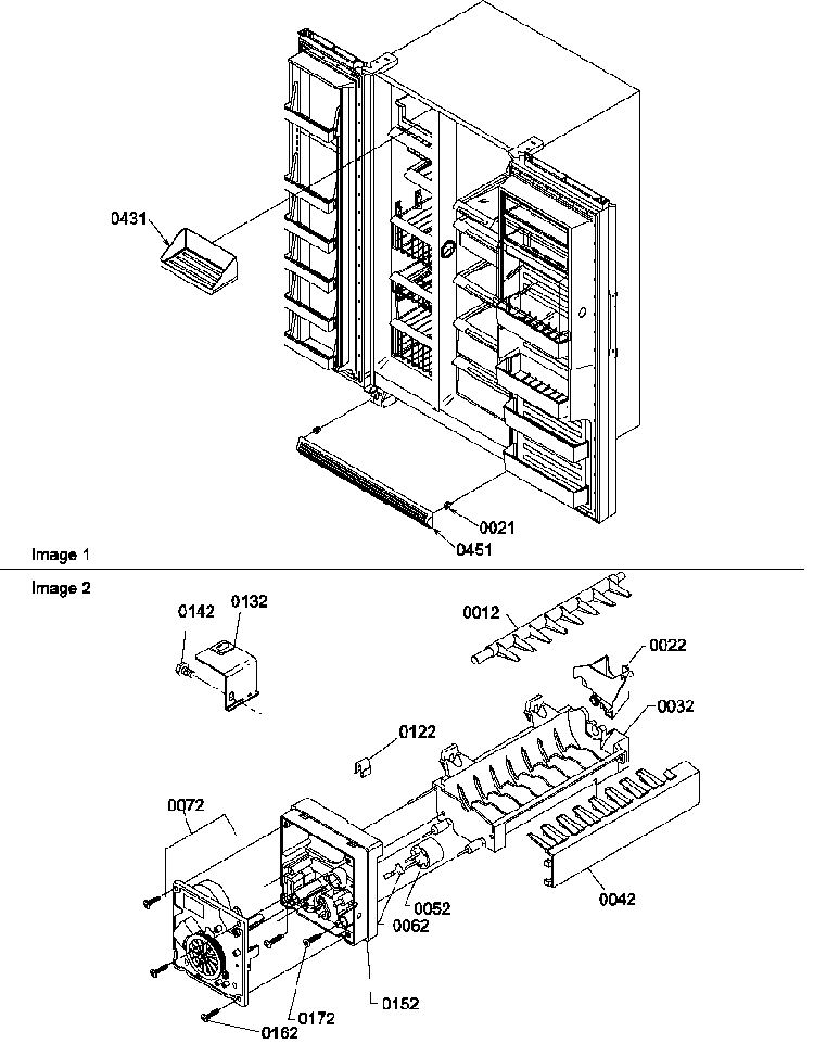Toe Grille And Ice Maker Parts Diagram and Parts List for SBI20S2W-P1190710WW  Amana Refrigerator