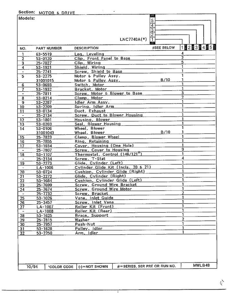 Motor And Drive Page 2 Diagram and Parts List for 7740A  Norge Dryer