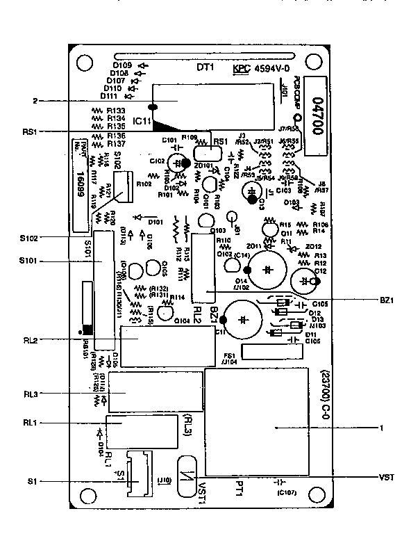 Power And Control Circuit Board Diagram and Parts List for 56566100691  Kenmore Microwave