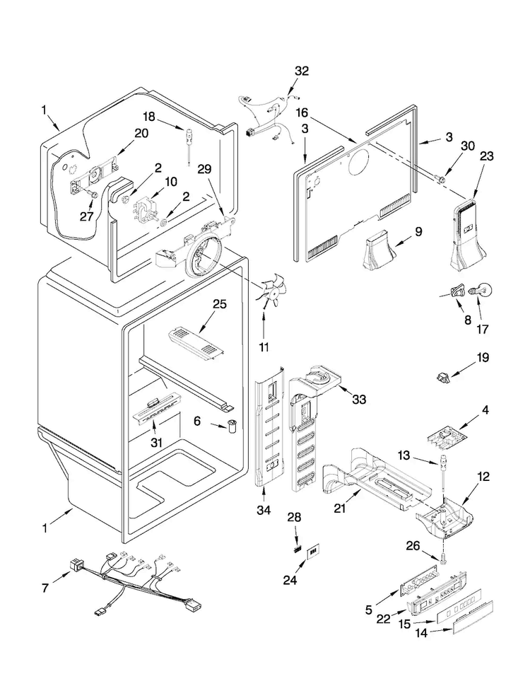 Liner Parts Diagram and Parts List for M9BXXGMYM00  Maytag Refrigerator