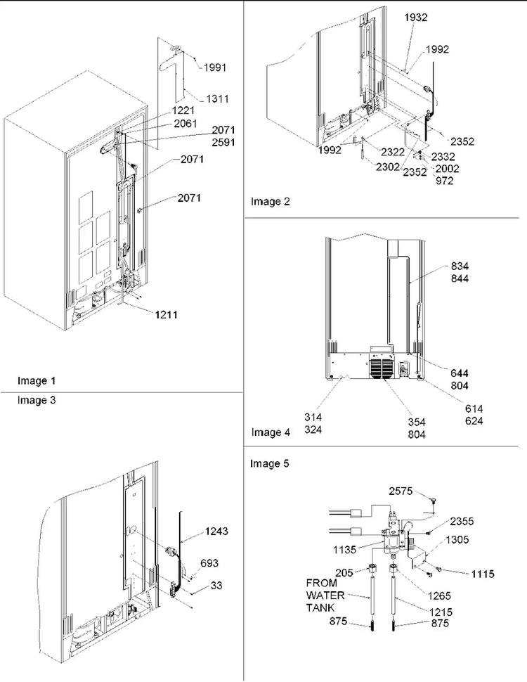 Cabinet Back Diagram and Parts List for SRD528VE-P1320402WE  Amana Refrigerator