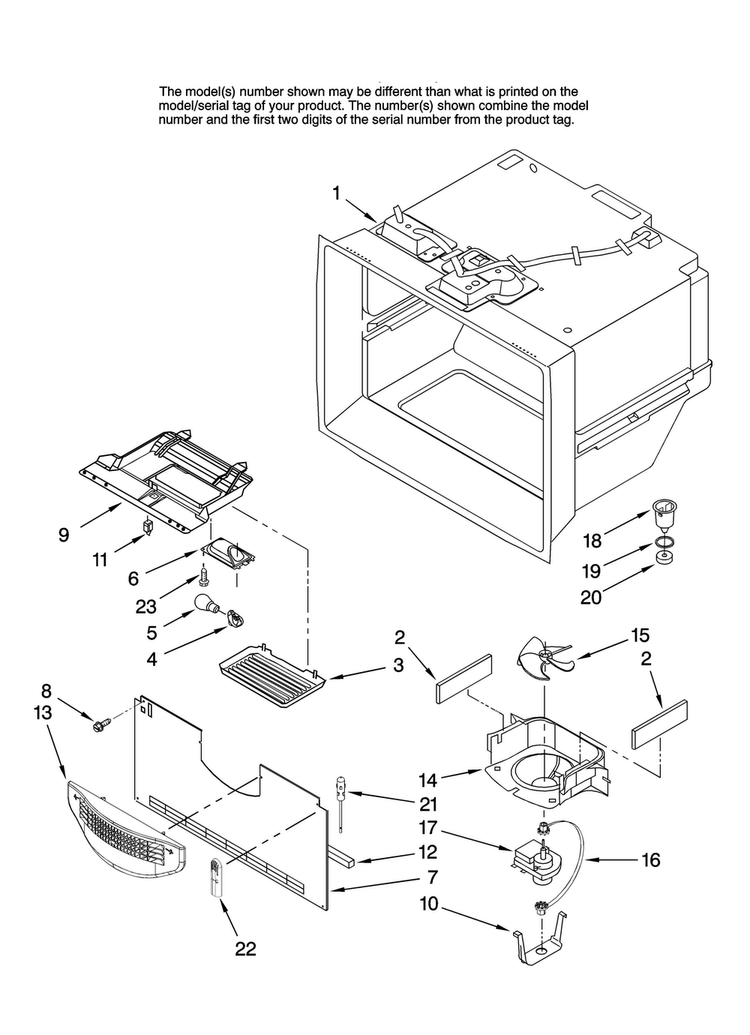 Freezer Liner Parts Diagram and Parts List for AB2225PEKS13  Amana Refrigerator