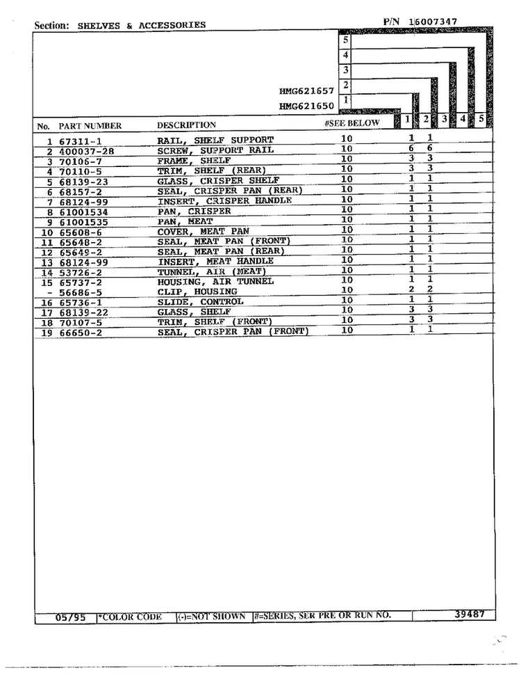 Shelves And Accessories Page 2 Diagram and Parts List for HMG621657  Admiral Refrigerator