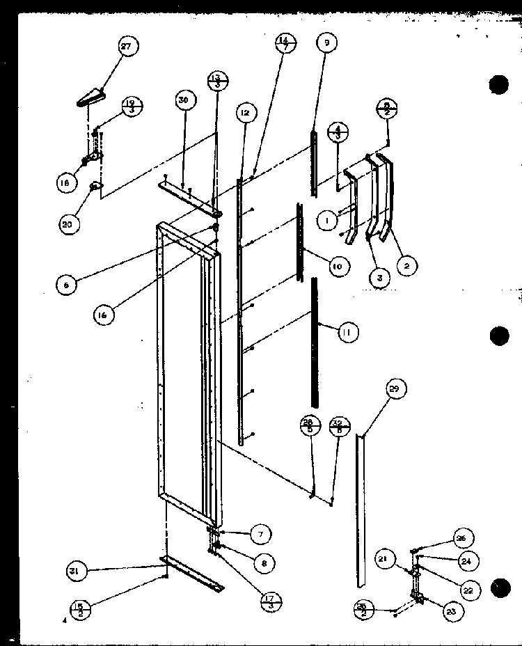 Freezer Door Hinge And Trim Parts Diagram and Parts List for 36041W-P1122101WW  Amana Refrigerator